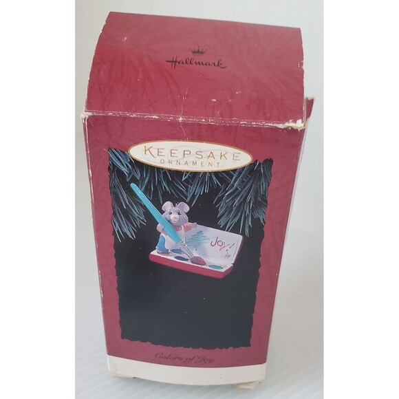 Mouse with Paintbrush Art Palette Colors of Joy Hallmark 1994 Christmas Ornament - Picture 7 of 8
